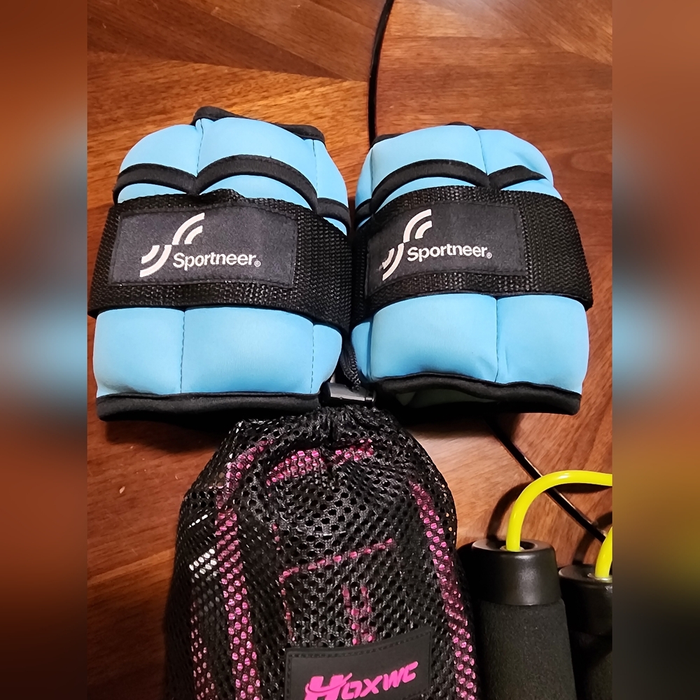 Workout Excerise Leg Weights Bands And Weighted Jump Rope Gym - Picture 3 of 6